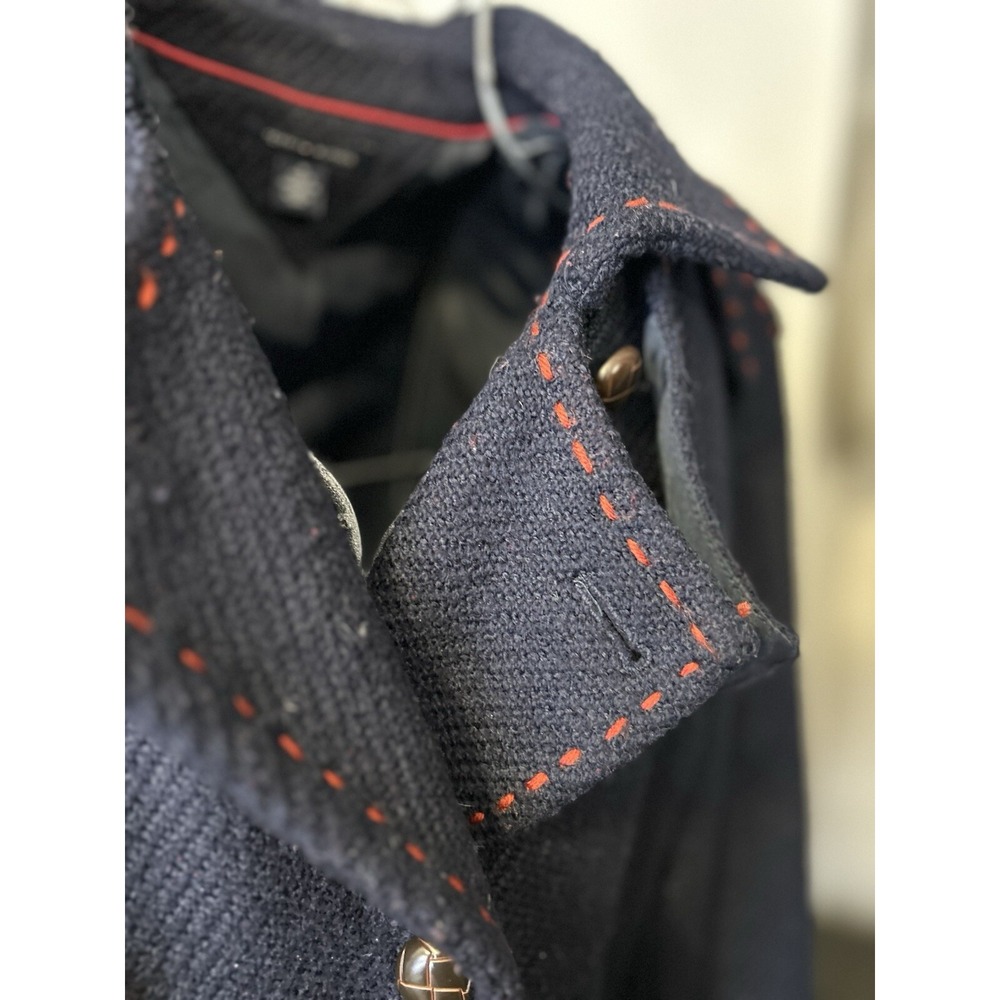 Tommy Hilfiger Wool Blend Navy Peacoat Reefer Jacket Fisherman Coastal Sz Medium - Picture 7 of 14